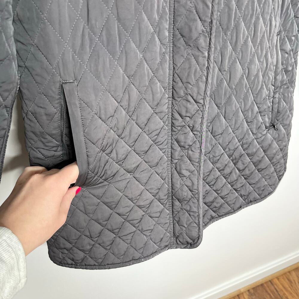 Garnet Hill Essential Quilted Coat Jacket Womens 8 Gray Pockets Outdoor NO HOOD - Picture 8 of 12